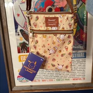 Sanrio Loungefly Pochacco Cream Crossbody Bag NWT